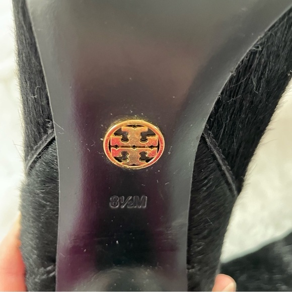 Tory Burch | Stiletto Black Bovine Hair Booties, Leather Lining, size 8 1/2 - Picture 6 of 13